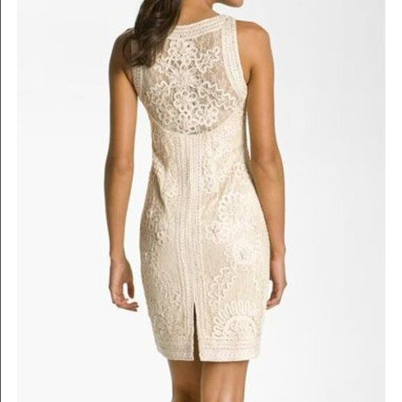 Sue Wong Nocturne Soutache Lace Cocktail Dress Size 2 Ivory Sheer Lined Wedding - Picture 7 of 14